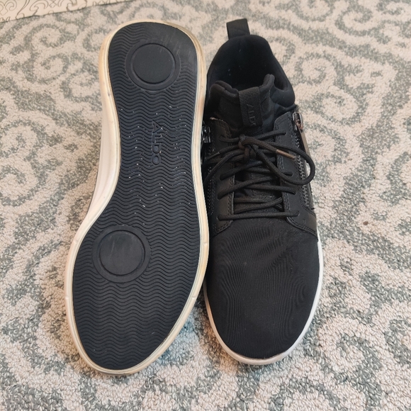 ALDO Men's Black Zip Up Detail Lace Up Active Slip On Casual Fashion Shoes 10 - Picture 9 of 12